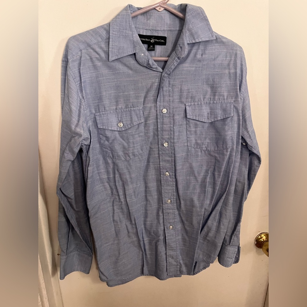 Beverly Hills Polo Club Men's Light Blue Button-Down Shirt